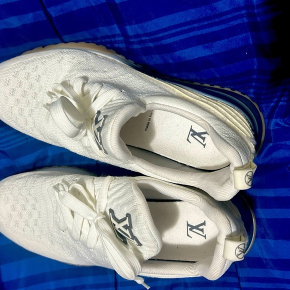 Louis Vuitton White Knit Fabric VNR Lace Up Sneakers Size 8 - Picture 3 of 7